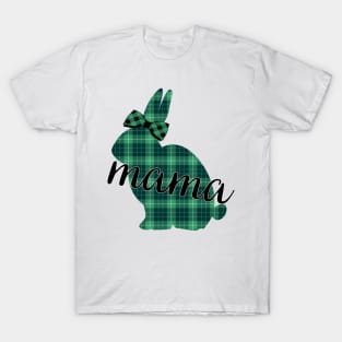Cute Plaid Print Tartan Bunny Mama Pattern Easter Rabbit Mom Gift T-Shirt